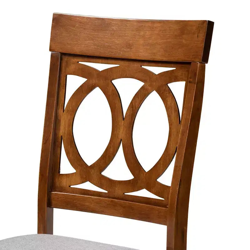 Lot de 2 chaises de salle à manger Lucie en tissu et bois gris/noyer - Baxton Studio : Polyester, nettoyage ciblé, sans accoudoirs