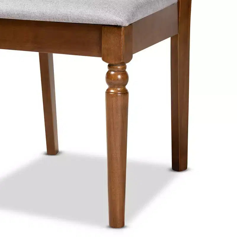 Ensemble de 2 chaises de salle à manger Renaud en tissu et bois Gris/Noyer/Marron - Baxton Studio
