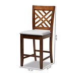 Ensemble de 2 chaises de bar hauteur comptoir Caron en tissu gris/noyer - Baxton Studio