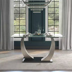 HOMES: Inside + Out Langton Table de salle à manger en verre Argent/Noir : Piètement moderne, 6 places, Finition satinée