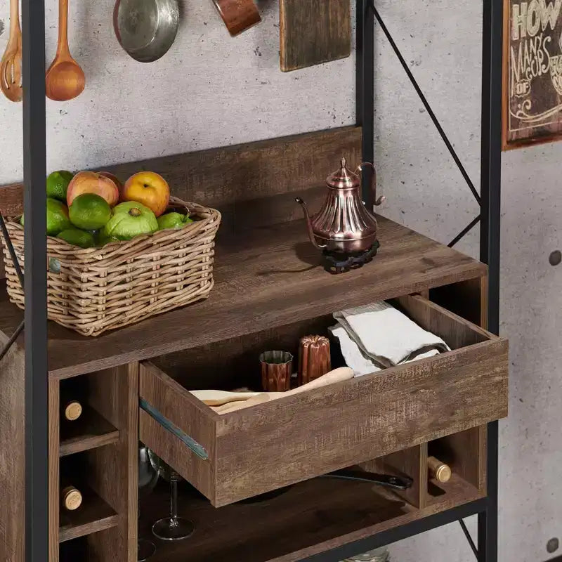 Étagère de boulanger rustique Orella en chêne recyclé - miBasics : Style industriel, 3 étagères fixes, cadre en métal, 67 po de hauteur