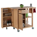 Desserte de cuisine Douglas Naturel - Winsome : Îlot mobile avec rangement et porte-serviettes