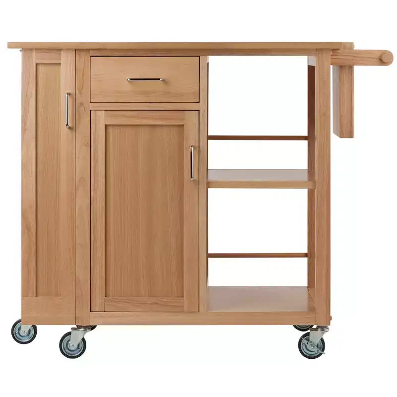 Desserte de cuisine Douglas Naturel - Winsome : Îlot mobile avec rangement et porte-serviettes