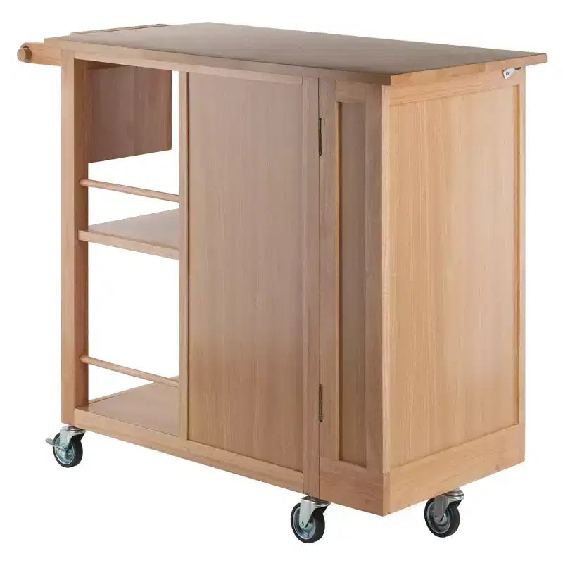 Desserte de cuisine Douglas Naturel - Winsome : Îlot mobile avec rangement et porte-serviettes