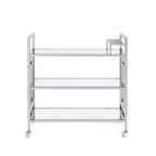 Harper Serving Bar Cart Chrome - Picket House Furnishings: Modern Glam, Tempered Shelves, Wheeled