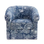 Fauteuil club pivotant Powell Monahan Costal Roll Arm bleu : polyester rembourré, aucun assemblage requis