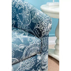 Fauteuil club pivotant Powell Monahan Costal Roll Arm bleu : polyester rembourré, aucun assemblage requis