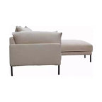 Sabula Sectionnel Droit Sable Beige - Alder Bay : Mélange Lin, Coussins Garnis de Plumes, Structure en Bois