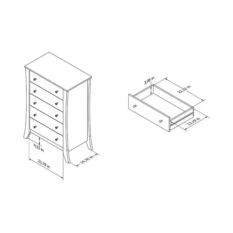24/7 Shop At Home Commode Weston 5 Tiroirs Espresso Torréfié : Rangement de Style Transitionnel pour Chambre, Coulisses en Métal