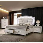 Ensemble de chambre en granit 3 pièces California King avec table de chevet et commode Blanc perle - HOMES: Inside + Out