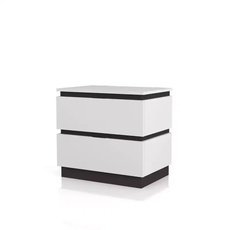 Pape 2 Drawer Nightstand with USB Ports White/Metallic Gray - miBasics