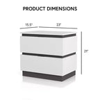 Table de chevet 2 tiroirs Pape avec ports USB Blanc/Gris métallique - miBasics