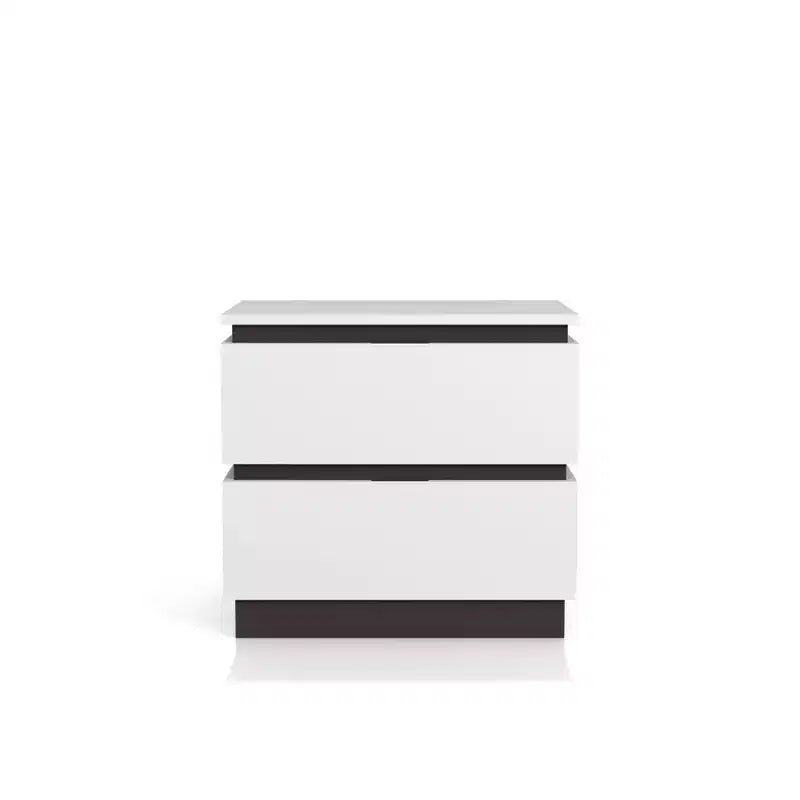 Table de chevet 2 tiroirs Pape avec ports USB Blanc/Gris métallique - miBasics