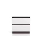 Table de chevet 2 tiroirs Pape avec ports USB Blanc/Gris métallique - miBasics