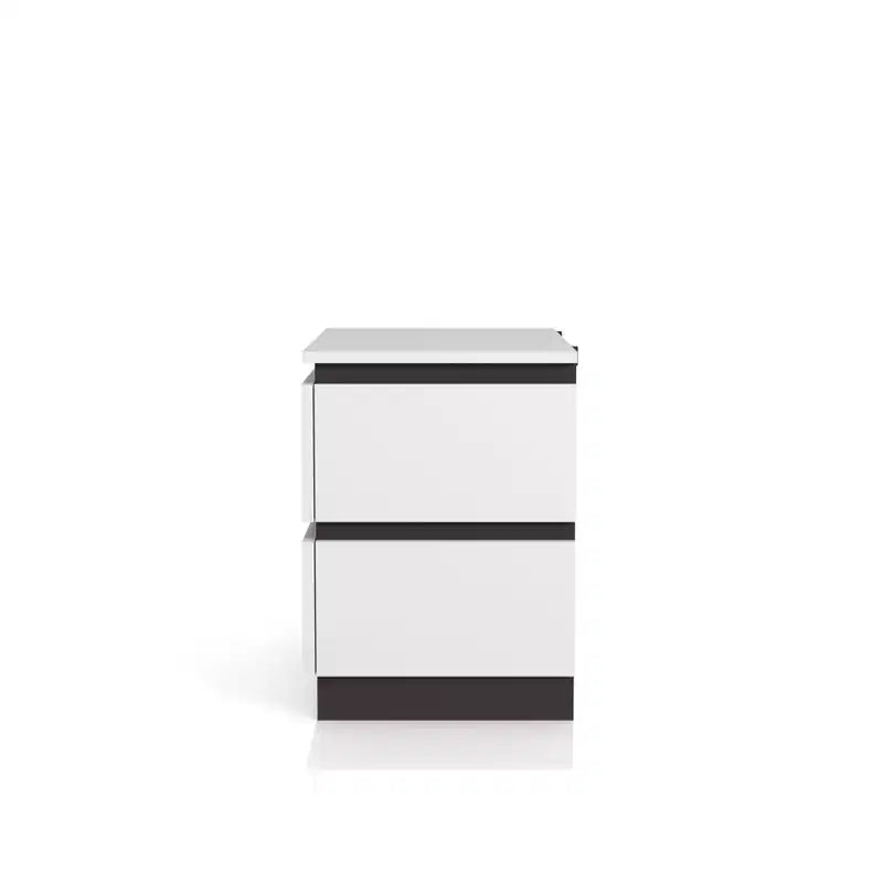 Table de chevet 2 tiroirs Pape avec ports USB Blanc/Gris métallique - miBasics