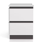Table de chevet 2 tiroirs Pape avec ports USB Blanc/Gris métallique - miBasics