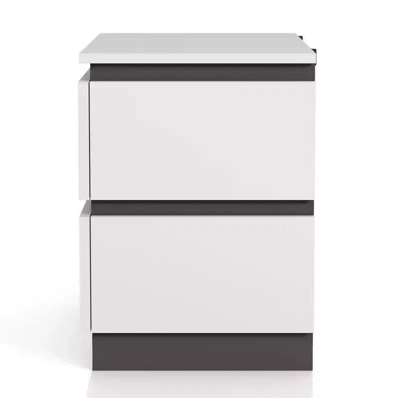 Table de chevet 2 tiroirs Pape avec ports USB Blanc/Gris métallique - miBasics