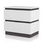 Table de chevet 2 tiroirs Pape avec ports USB Blanc/Gris métallique - miBasics