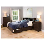 Table de chevet Prepac Fremont - Espresso : Composite de bois, 3 tiroirs de rangement, Meuble de chambre à coucher