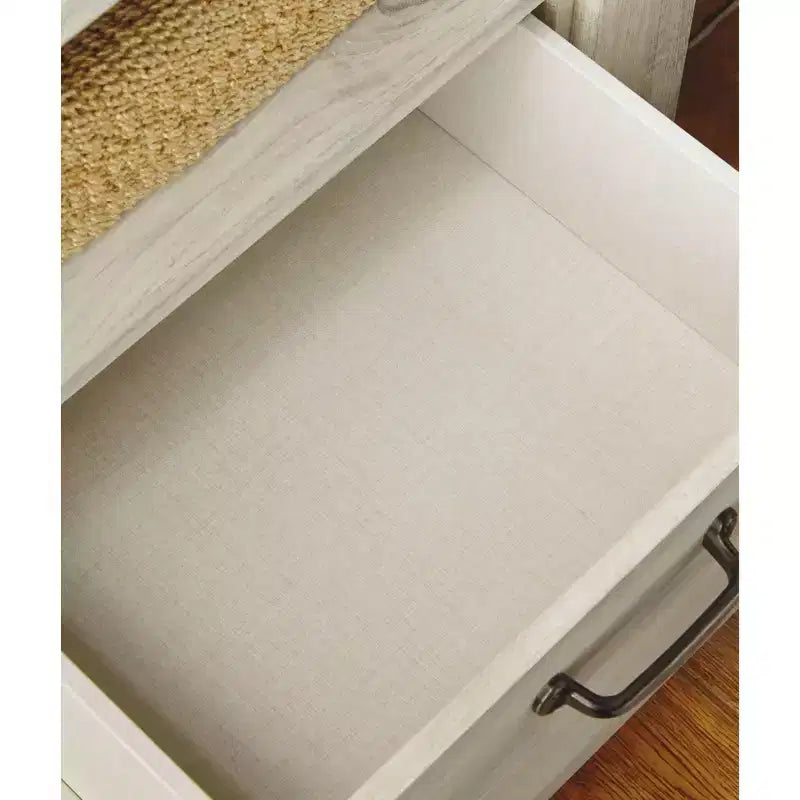 Signature Design by Ashley Bellaby Table de chevet blanche à un tiroir : Table de chevet avec port USB et rangement