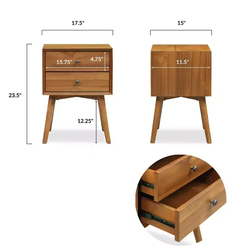 Table de chevet Edgemod Dorsey brun clair de style milieu de siècle