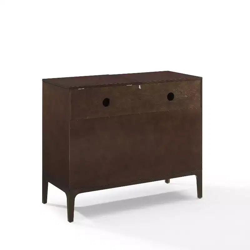 Meuble de rangement Asher Record Media Brun foncé - Crosley : Portes coulissantes, étagères réglables, organiseur de vinyles