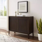 Meuble de rangement Asher Record Media Brun foncé - Crosley : Portes coulissantes, étagères réglables, organiseur de vinyles