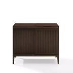 Meuble de rangement Asher Record Media Brun foncé - Crosley : Portes coulissantes, étagères réglables, organiseur de vinyles