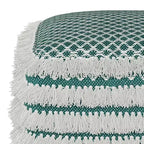 Pouf Ari carré en PET tissé, turquoise/blanc - WyndenHall