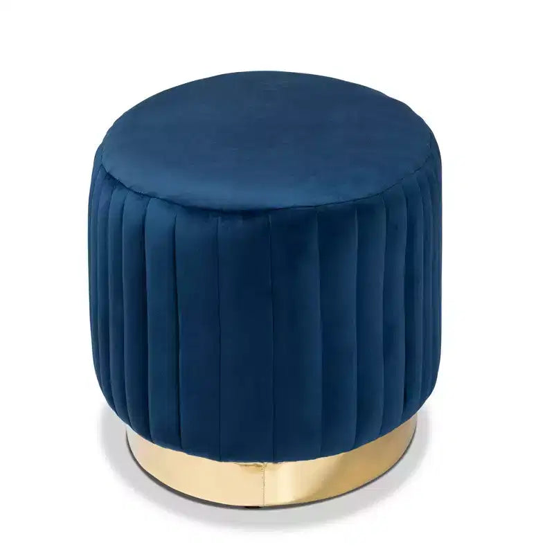 Baxton Studio - Ottoman doré Kirana en velours et similicuir