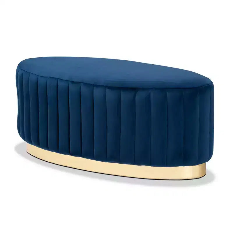 Baxton Studio - Ottoman doré Kirana en velours et similicuir