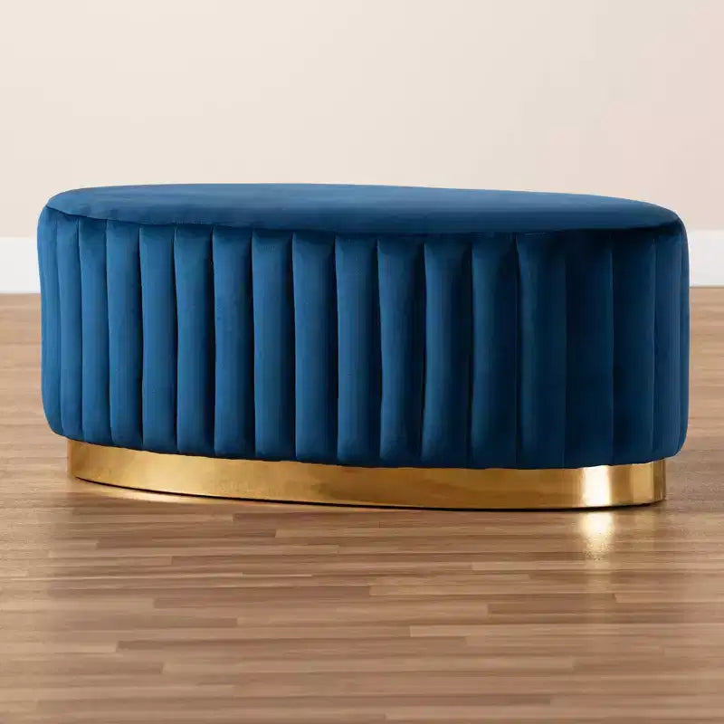 Baxton Studio - Ottoman doré Kirana en velours et similicuir