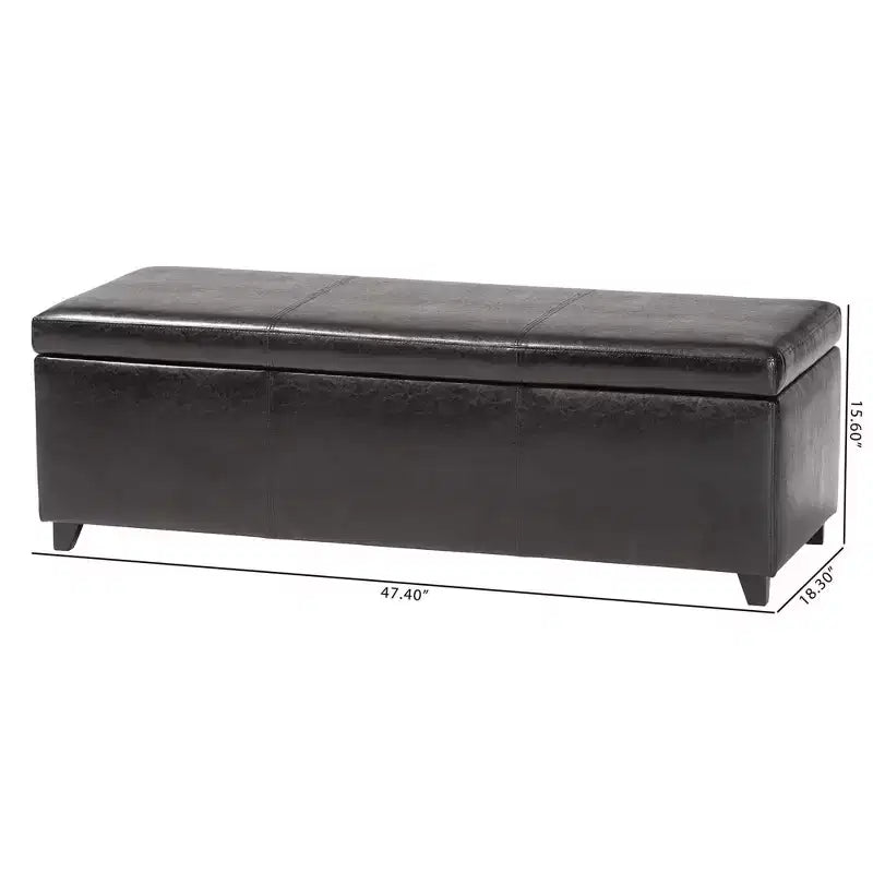 Banc coffre en similicuir avec surpiqûres, marron foncé - Baxton Studio