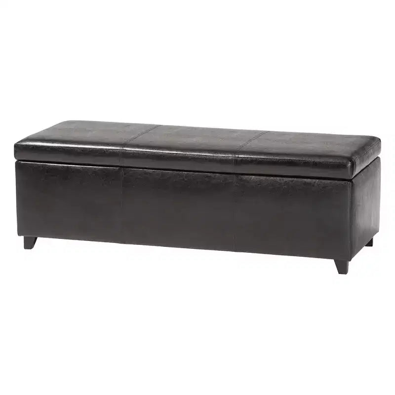 Banc coffre en similicuir avec surpiqûres, marron foncé - Baxton Studio