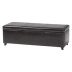 Banc coffre en similicuir avec surpiqûres, marron foncé - Baxton Studio