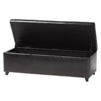 Banc coffre en similicuir avec surpiqûres, marron foncé - Baxton Studio