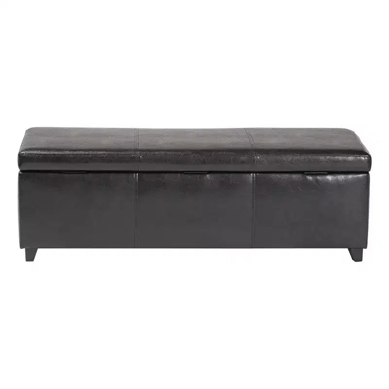 Banc coffre en similicuir avec surpiqûres, marron foncé - Baxton Studio