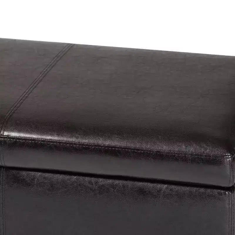 Banc coffre en similicuir avec surpiqûres, marron foncé - Baxton Studio