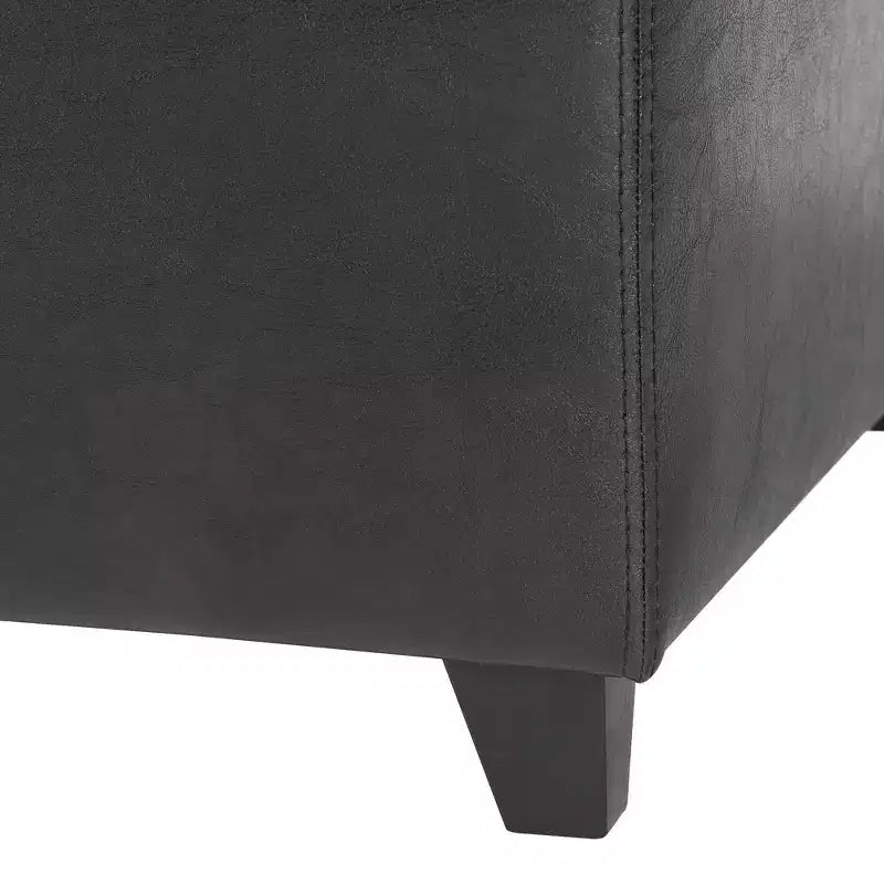 Banc coffre en similicuir avec surpiqûres, marron foncé - Baxton Studio