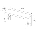 Banc 60" Jackson traditionnel en bois et assise tapissée beige noisette foncée - Powell