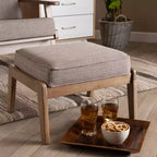 Sigrid Fabric Upholstered Wood Ottoman Light/Antique Oak - Baxton Studio