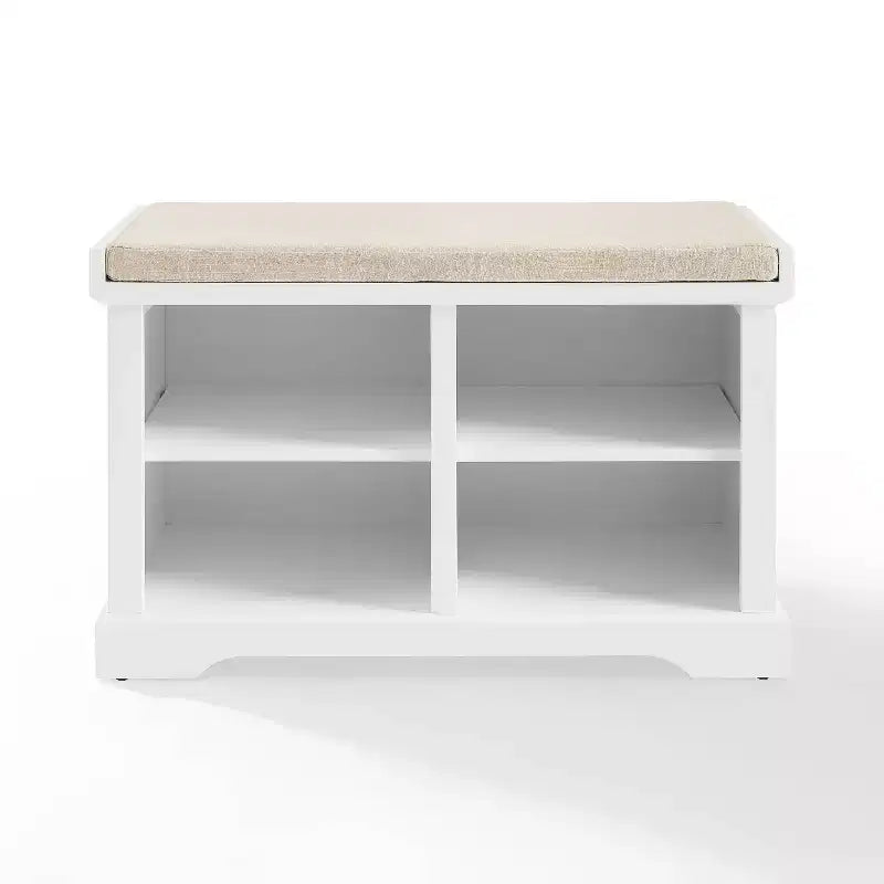 Banc de rangement Anderson blanc - Crosley : Rembourré, revêtement en lin, style champêtre