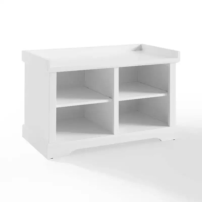 Banc de rangement Anderson blanc - Crosley : Rembourré, revêtement en lin, style champêtre