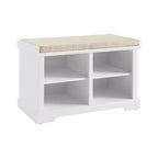 Banc de rangement Anderson blanc - Crosley : Rembourré, revêtement en lin, style champêtre