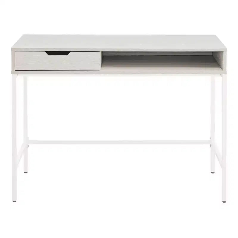Bureau Contempo 101,6 cm avec tiroir et étagère Chêne blanc - OSP Home Furnishings : Structure en acier robuste, Surface en MDF