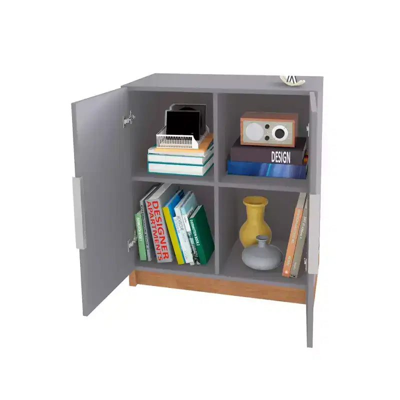 29,92" Meuble Cornelia Gris/Naturel - Manhattan Comfort : Meuble de rangement et bibliothèque polyvalents