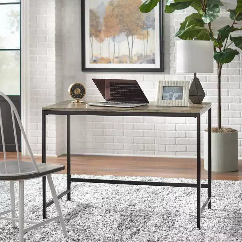 Bureau Piazza Buylateral Noir/Gris : Cadre métallique robuste, surface en MDF, mobilier de bureau moderne