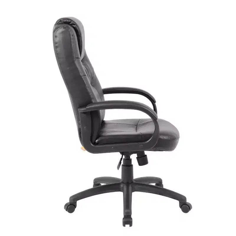 Chaise de bureau Executive en similicuir noir à dossier haut - Boss Office Products : Ergonomique, pivotante, réglable en hauteur, structure métallique
