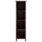 Winsome 55,98 po. Bibliothèque ou étagère de rangement Milan à 5 niveaux Noyer : Composite de MDF moderne du milieu du siècle