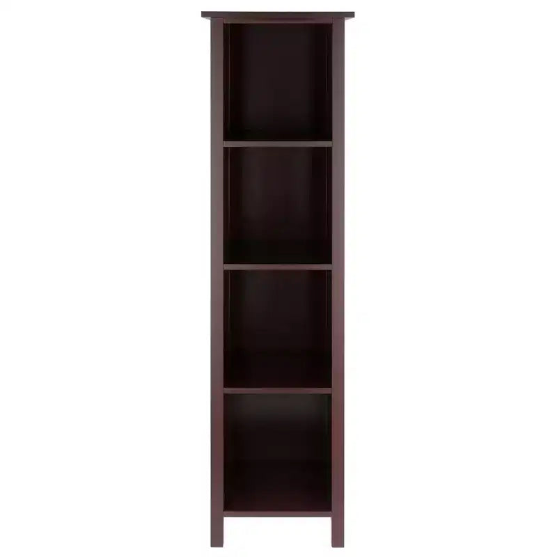 Winsome 55,98 po. Bibliothèque ou étagère de rangement Milan à 5 niveaux Noyer : Composite de MDF moderne du milieu du siècle